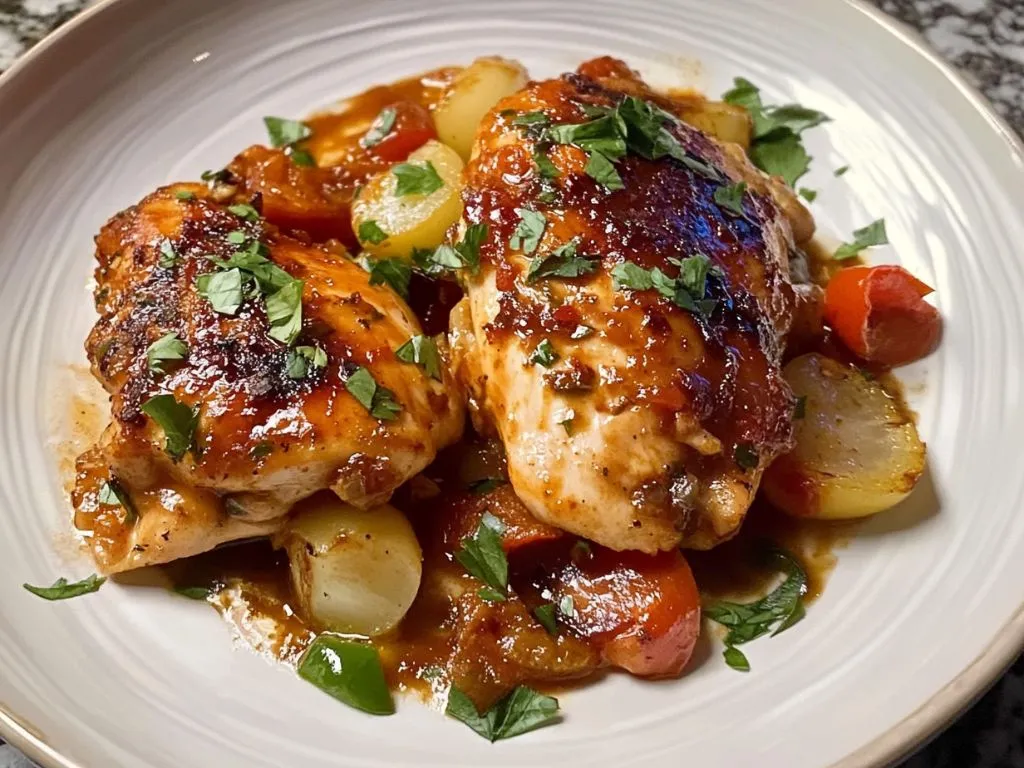Roasted Red Pepper Chicken with Pomegranate Molasses