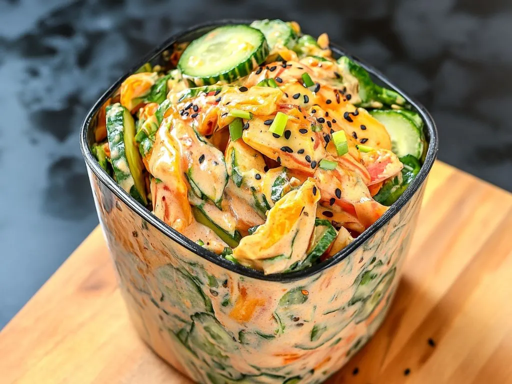 creamy Asian cucumber salad bowl